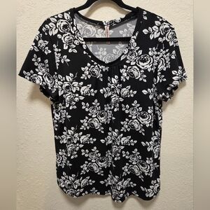 Floral Black and White Women's Top